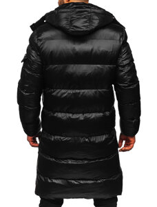 Men’s Longline Quilted Winter Jacket Black Bolf 9971