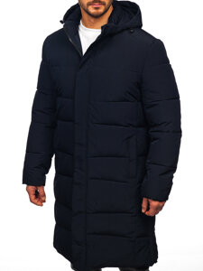 Men’s Longline Quilted Winter Jacket Navy Blue Bolf 31M5009