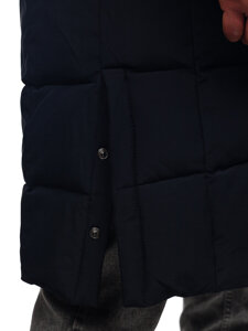 Men’s Longline Quilted Winter Jacket Navy Blue Bolf 31M5009