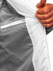 Men’s Longline Winter Jacket White-Grey Bolf CS1007