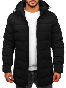 Men’s Longline Winter Jacket with hood Black Bolf 51M2205