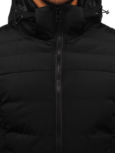 Men’s Longline Winter Jacket with hood Black Bolf 51M2205