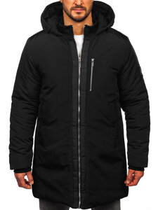 Men’s Longline Winter Jacket with hood Black Bolf 5M3121