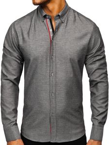 Men's Patterned Long Sleeve Shirt Graphite Bolf 8843