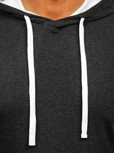 Men's Plain Hooded T-shirt Anthracite-White Bolf 08