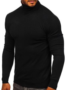 Men's Plain Polo Neck Sweater Black Bolf YY02