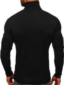 Men's Plain Polo Neck Sweater Black Bolf YY02