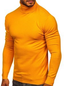 Men's Plain Polo Neck Sweater Yellow Bolf YY02