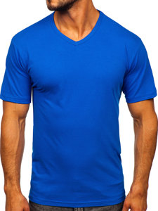 Men's Plain V-neck T-shirt Blue Bolf 192131