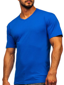 Men's Plain V-neck T-shirt Blue Bolf 192131