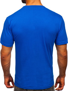 Men's Plain V-neck T-shirt Blue Bolf 192131