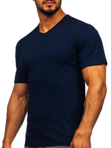 Men's Plain V-neck T-shirt Navy Blue Bolf 192131