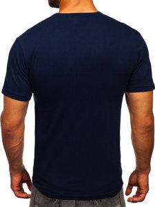 Men's Plain V-neck T-shirt Navy Blue Bolf 192131