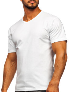 Men's Plain V-neck T-shirt White Bolf 192131