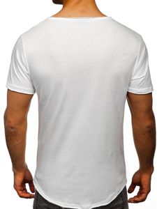 Men's Plain V-neck T-shirt White Bolf 4049