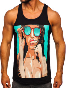 Men's Printed Boxer Tank Top Black Bolf 143027