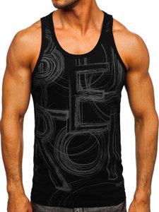 Men's Printed Boxer Tank Top Black Bolf 14846