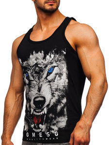 Men's Printed Boxer Tank Top Black Bolf 14850