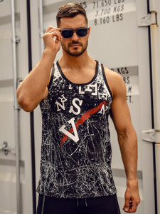 Men's Printed Boxer Tank Top Black Bolf 14853