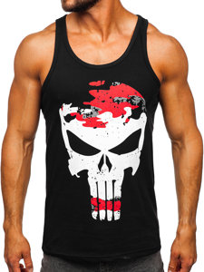 Men's Printed Boxer Tank Top Black-Red Bolf 14849