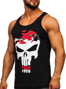 Men's Printed Boxer Tank Top Black-Red Bolf 14849