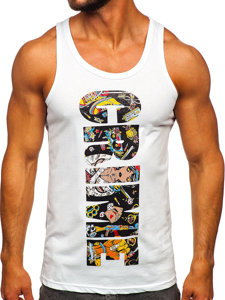 Men's Printed Boxer Tank Top White Bolf 143031