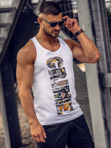 Men's Printed Boxer Tank Top White Bolf 143031A