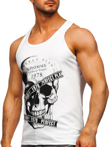 Men's Printed Boxer Tank Top White Bolf 14838