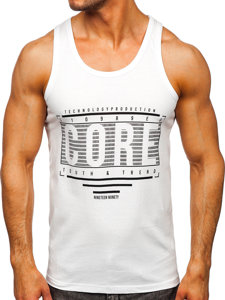 Men's Printed Boxer Tank Top White Bolf 14840