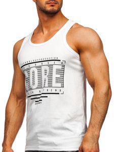 Men's Printed Boxer Tank Top White Bolf 14840