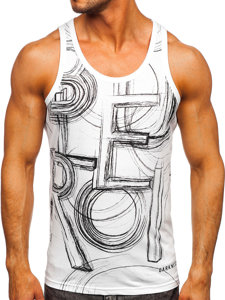 Men's Printed Boxer Tank Top White Bolf 14846