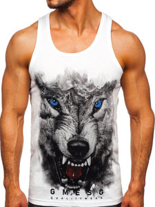 Men's Printed Boxer Tank Top White Bolf 14850