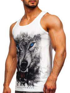 Men's Printed Boxer Tank Top White Bolf 14850