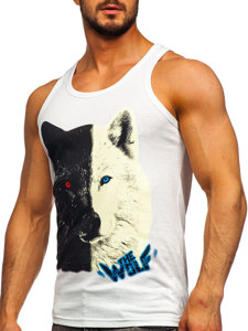 Men's Printed Boxer Tank Top White Bolf 14851