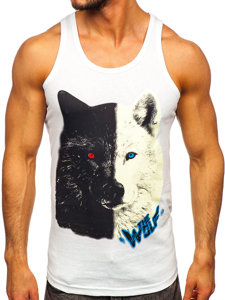 Men's Printed Boxer Tank Top White Bolf 14851