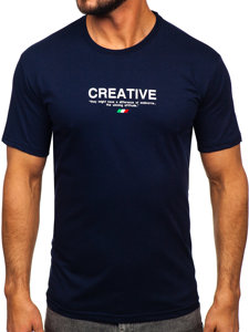 Men's Printed Cotton T-shirt Navy Blue Bolf 14759