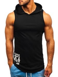 Men's Printed Hooded Tank Top Black Bolf 1285