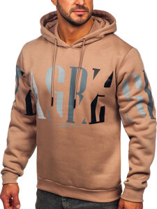 Men's Printed Hoodie Beige Bolf LJ0571