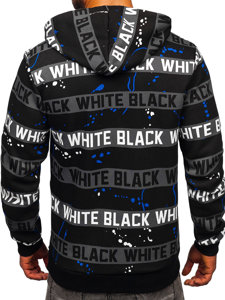 Men's Printed Hoodie Black-Blue Bolf 141034