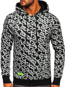 Men's Printed Hoodie Black-Grey Bolf HW2320