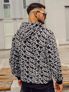 Men's Printed Hoodie Black-Grey Bolf HW2320