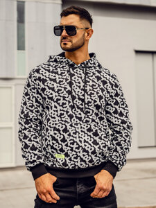 Men's Printed Hoodie Black-Grey Bolf HW2320