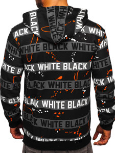 Men's Printed Hoodie Black-Orange Bolf 141034