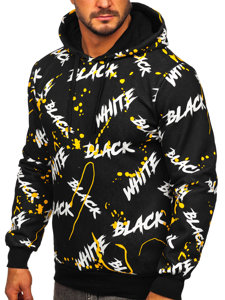 Men's Printed Hoodie Black-Yellow Bolf 141033