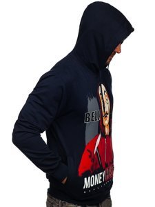 Men's Printed Hoodie Navy Blue Bolf 6160