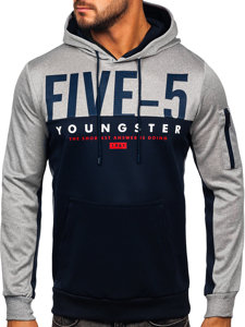 Men's Printed Hoodie Navy Blue Bolf HY972