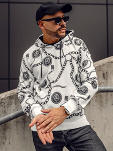 Men's Printed Hoodie White Bolf HM336