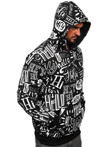 Men's Printed Kangaroo Hoodie Black Bolf 8B1150