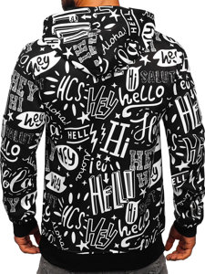 Men's Printed Kangaroo Hoodie Black Bolf 8B1150