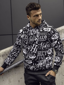 Men's Printed Kangaroo Hoodie Black Bolf 8B1150